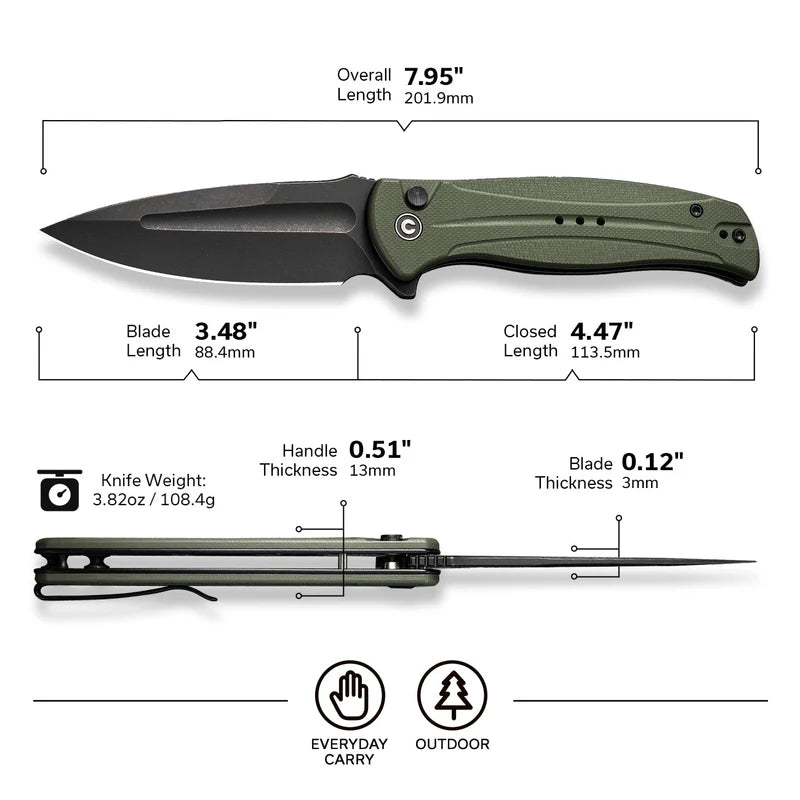 CIVIVI Incindie OD Green G10 Handle Black 14C28N Blade