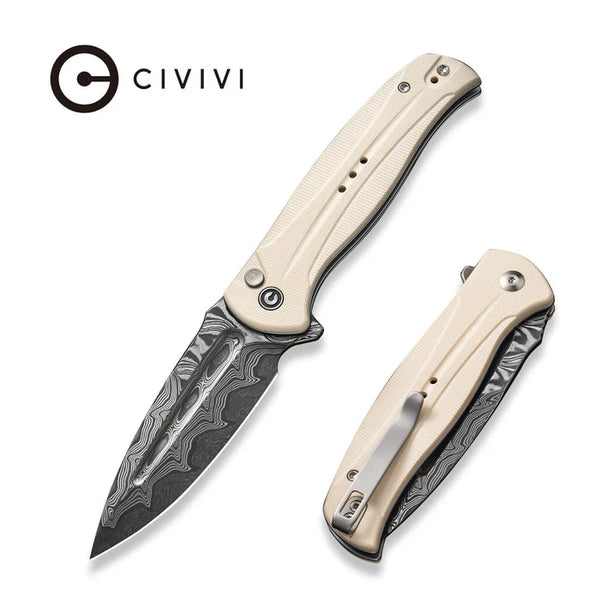 CIVIVI Incindie Flipper & Button Lock Knife Damascus Blade