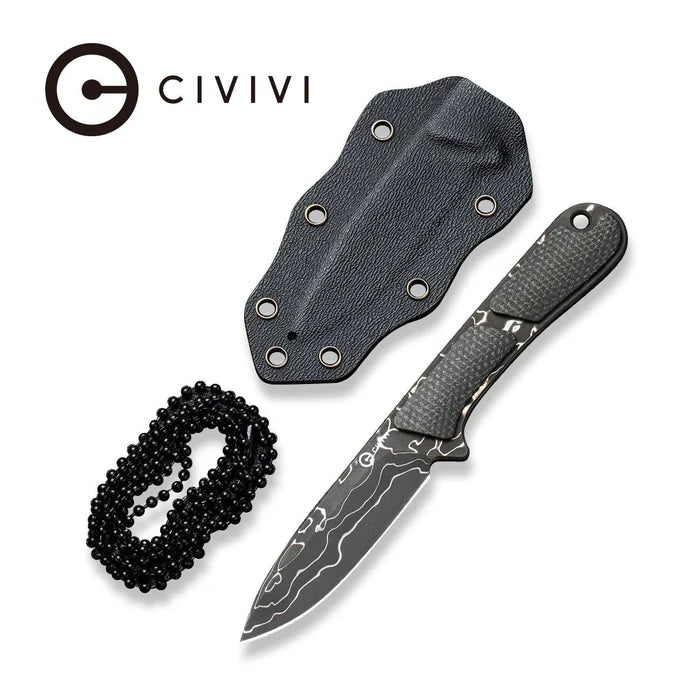 CIVIVI Mini Elementum Fixed Blade Knife Damascus Blade