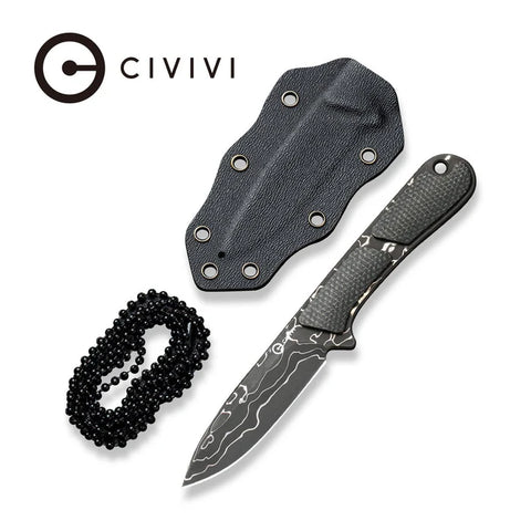 CIVIVI Mini Elementum Fixed Blade Knife Damascus Blade