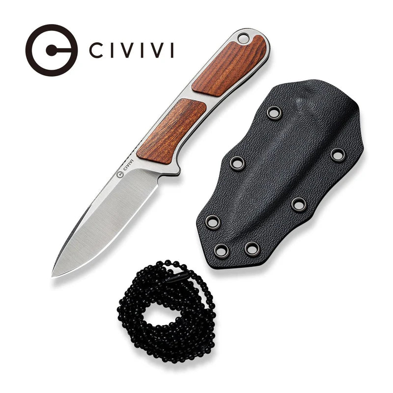 CIVIVI Mini Elementum Guibourtia Wood Handle Satin Finished Nitro-V Blade 2.24"