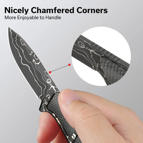 CIVIVI Mini Elementum Fixed Blade Knife Damascus Blade