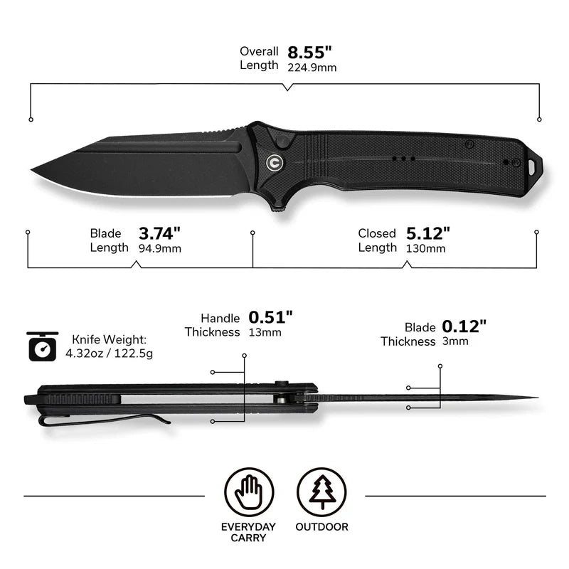 CIVIVI Neurohaptic Black G10 Handle Black Nitro-V Blade