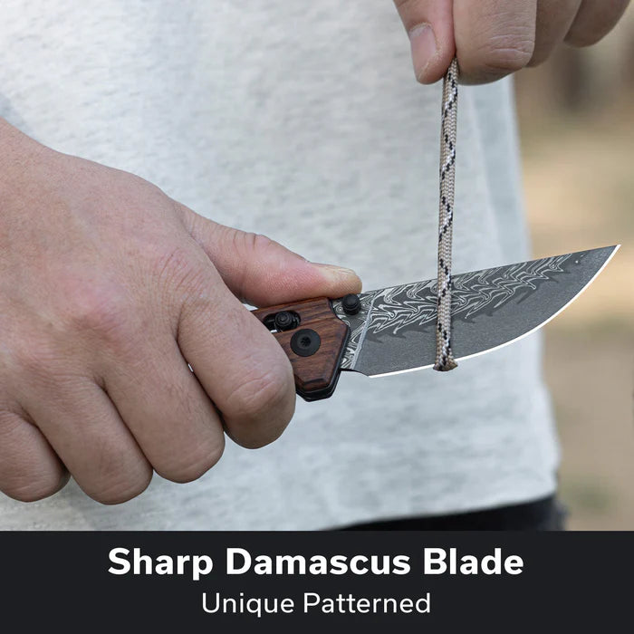 CIVIVI Noctis Wood Handle Damascus Blade 2.98"