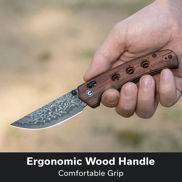CIVIVI Noctis Wood Handle Damascus Blade 2.98"