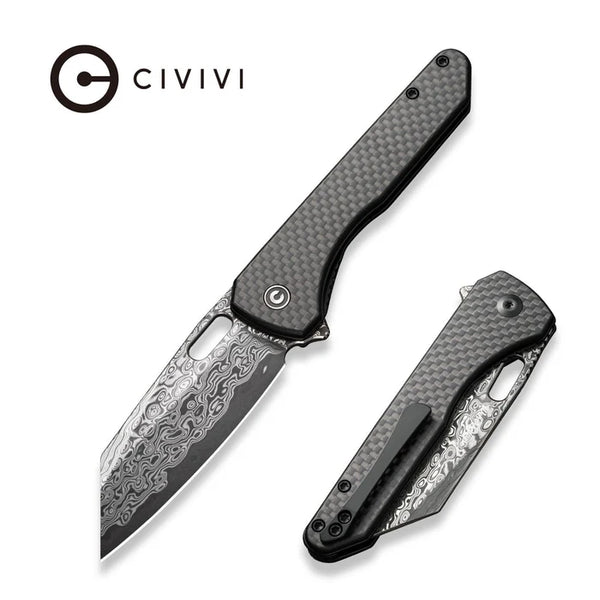 CIVIVI Nugz Flipper & Thumb Hole Carbon Fiber & Damascus Blade