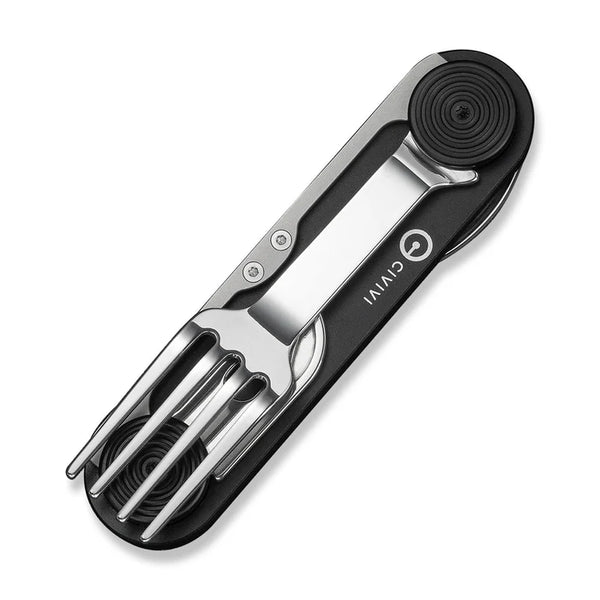 CIVIVI Partake Black Aluminum Handle Stainless Steel Knife, Fork, Spoon & Can Opener