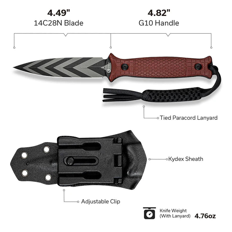 CIVIVI Perfrico Burgundy G10 Handle Black/Gray 14C28N Blade