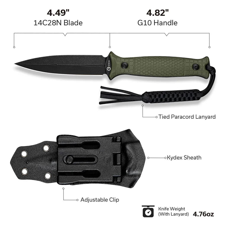 CIVIVI Perfrico Green G10 Handle Black 14C28N Blade