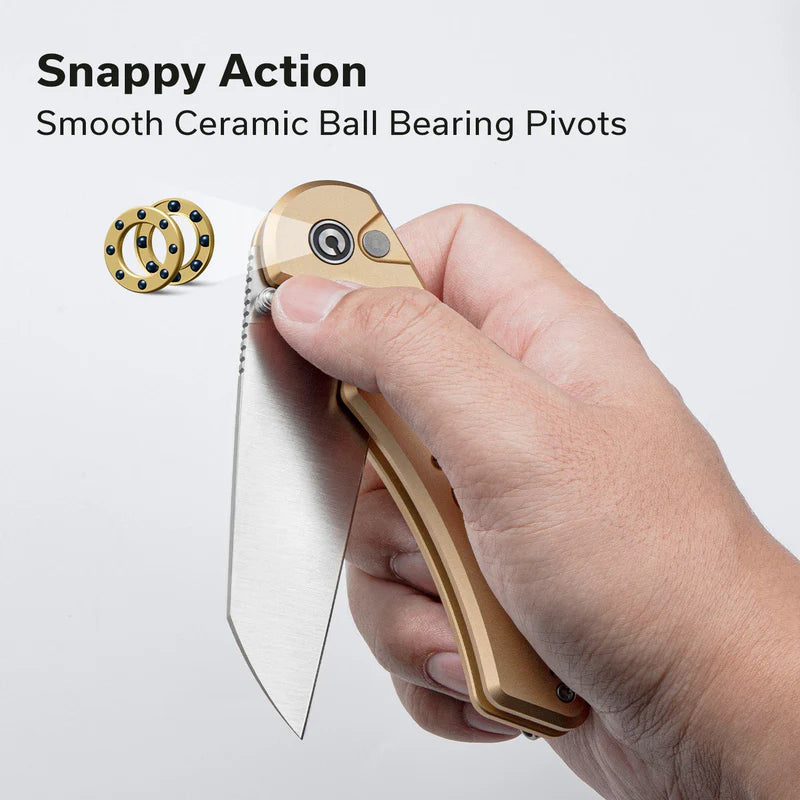 CIVIVI Pragma Prime Champagne  Aluminum Handle Satin Finished 14C28N Blade 3.49"