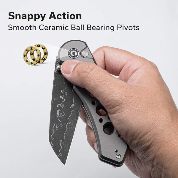 CIVIVI Pragma Prime Gray Aluminum Handle Damascus Blade 3.49