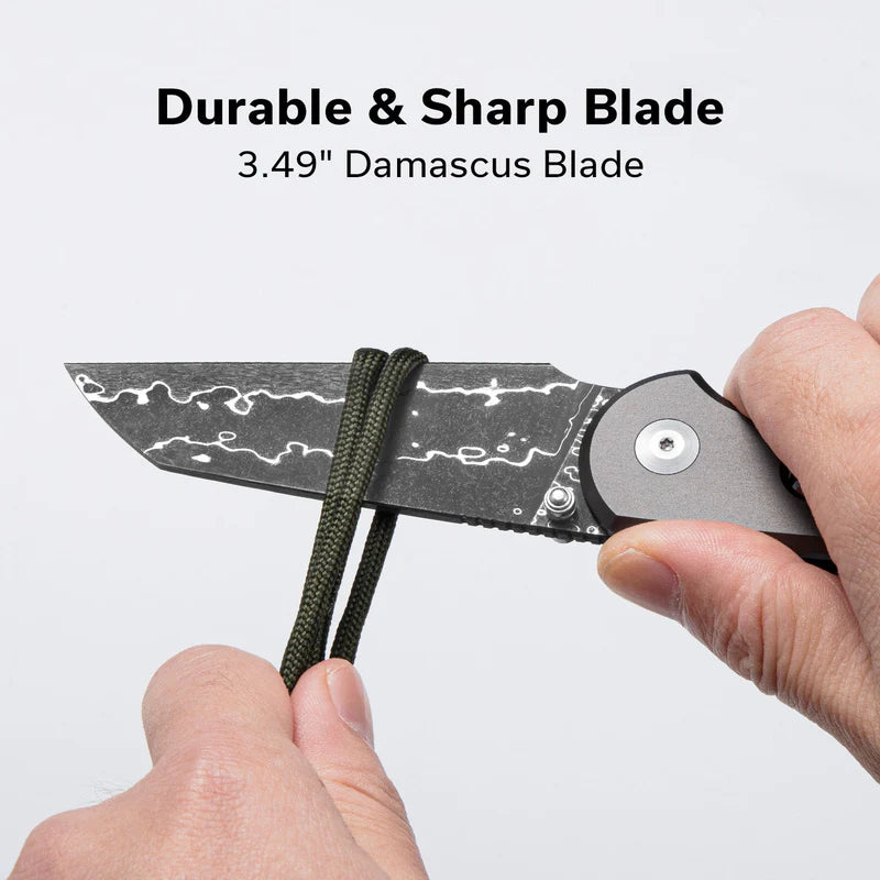 CIVIVI Pragma Prime Gray Aluminum Handle Damascus Blade 3.49"