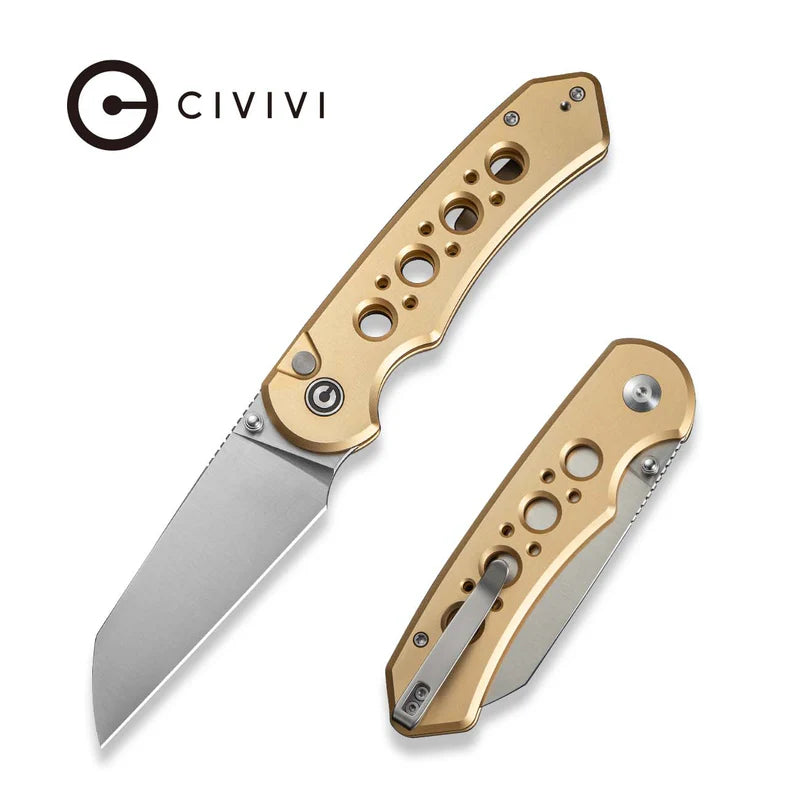 CIVIVI Pragma Prime Champagne  Aluminum Handle Satin Finished 14C28N Blade 3.49"