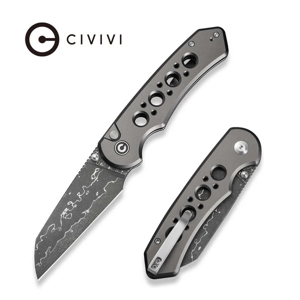 CIVIVI Pragma Prime Gray Aluminum Handle Damascus Blade 3.49