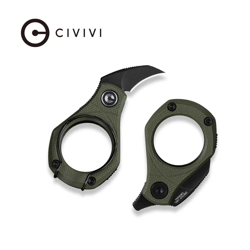 CIVIVI Pyrus Green G10 Handle Black Stonewashed 14C28N Blade 0.68'