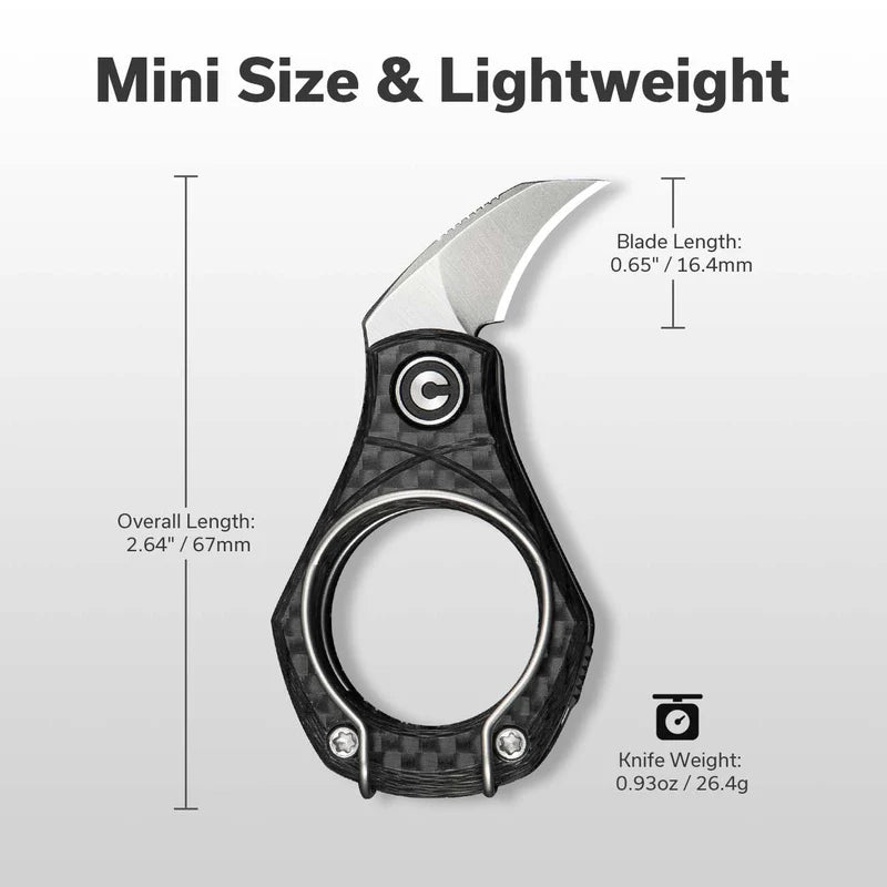 CIVIVI Pyrus Slip Twill Carbon Fiber Handle Satin finished 14C28N Blade 0.68"