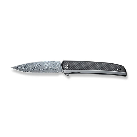 CIVIVI Savant Flipper Knife Carbon Fiber Handle w/ Damascus Blade