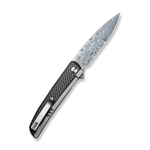 CIVIVI Savant Flipper Knife Carbon Fiber Handle w/ Damascus Blade