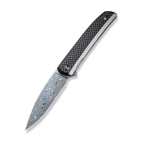 CIVIVI Savant Flipper Knife Carbon Fiber Handle w/ Damascus Blade