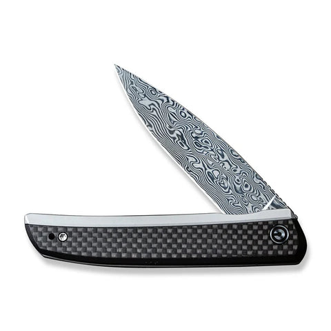 CIVIVI Savant Flipper Knife Carbon Fiber Handle w/ Damascus Blade