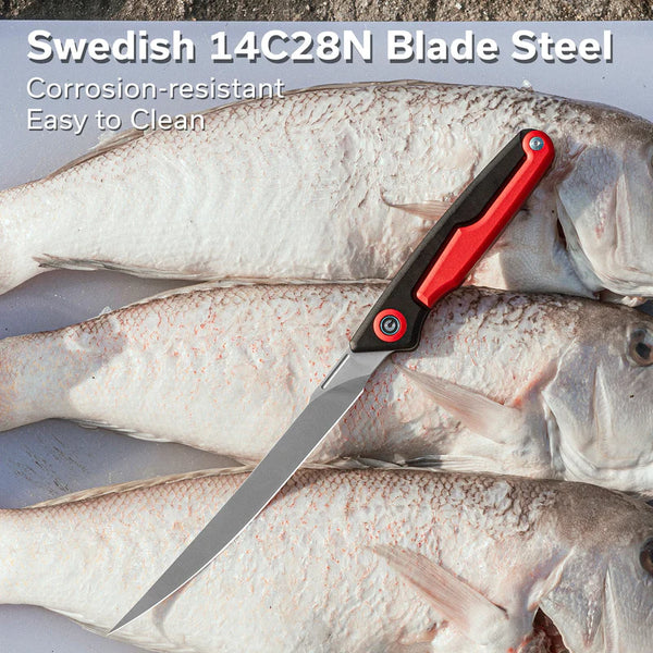 CIVIVI Shawka Black/Red Handle Satin Finished 14C28N Blade 5.81