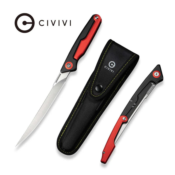 CIVIVI Shawka Black/Red Handle Satin Finished 14C28N Blade 5.81