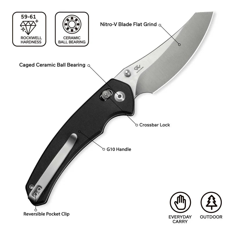 CIVIVI Sixgill Black G10 Satin Finishes Nitro-V Blade