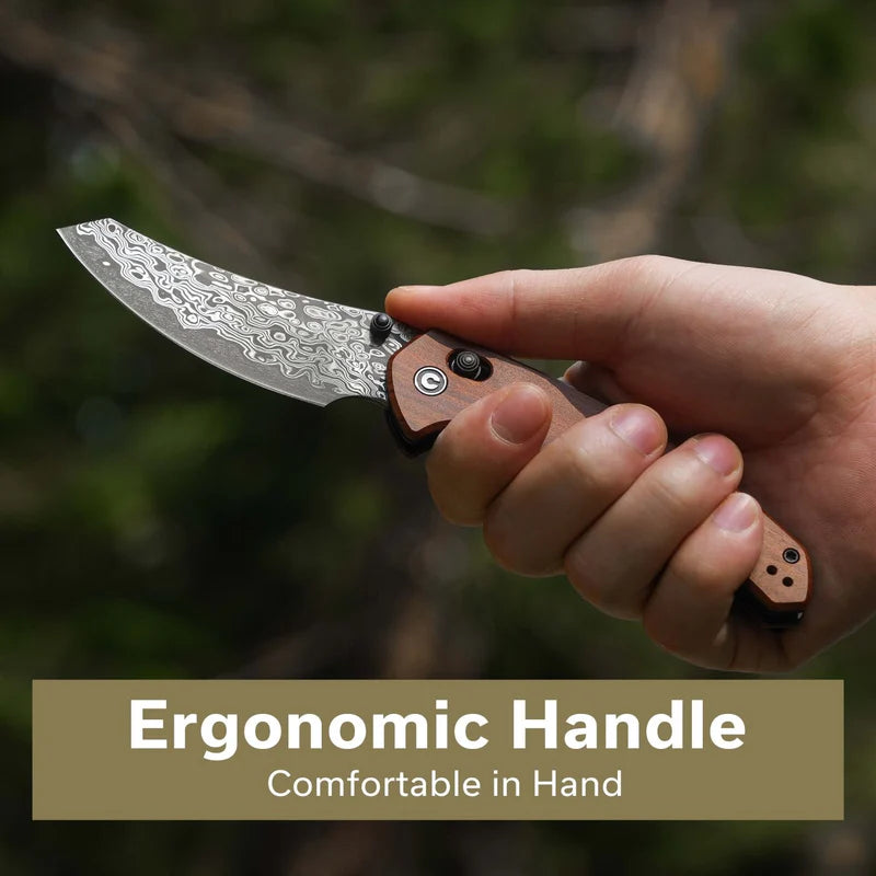 CIVIVI Sixgill Guibourtia Wood Handle Damascus Blade