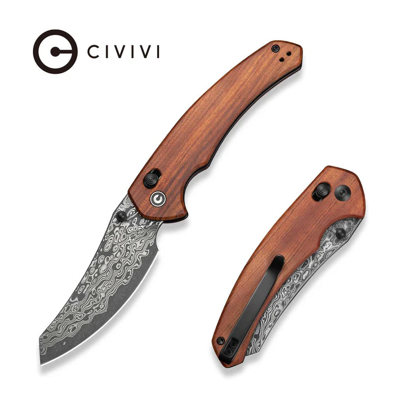 CIVIVI Sixgill Guibourtia Wood Handle Damascus Blade