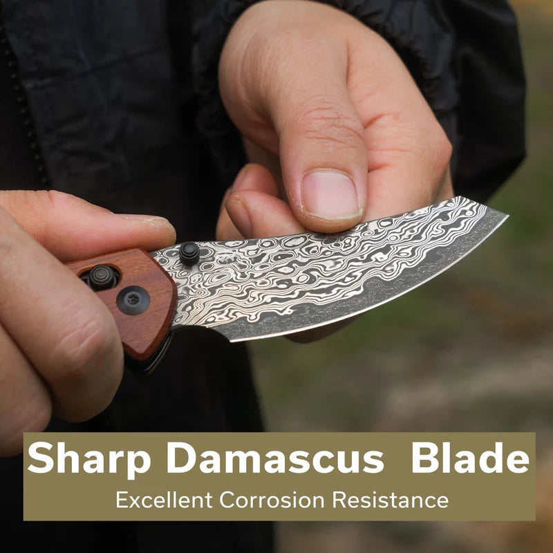 CIVIVI Sixgill Guibourtia Wood Handle Damascus Blade