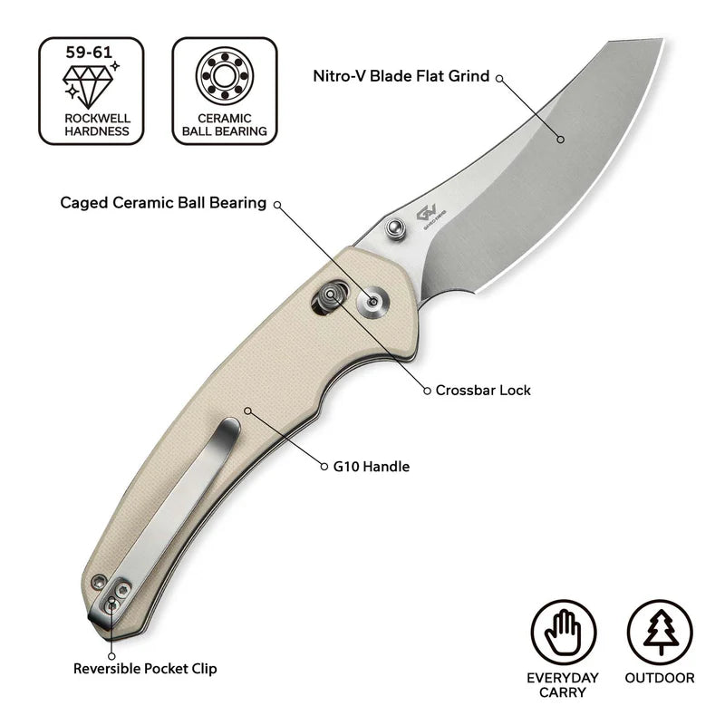 CIVIVI Sixgill Ivory G10 Satin finished Nitro V-Blade 3.41"