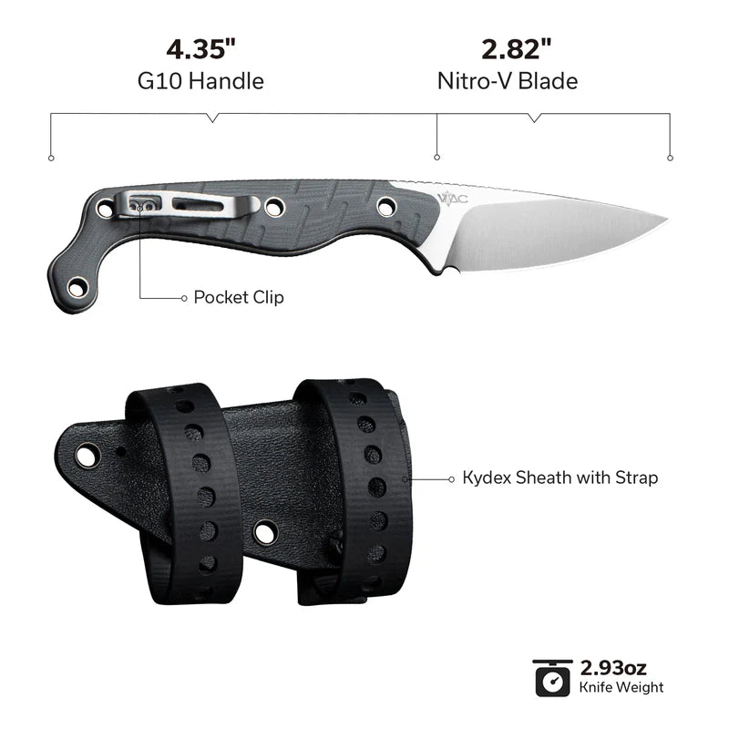 CIVIVI SŌKN Fixed Blade Knife G10 Handle Nitro-V Blade 2.82"