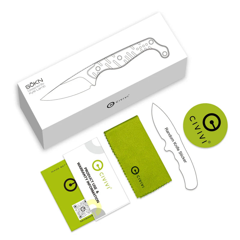 CIVIVI SŌKN Fixed Blade Knife G10 Handle Nitro-V Blade 2.82"