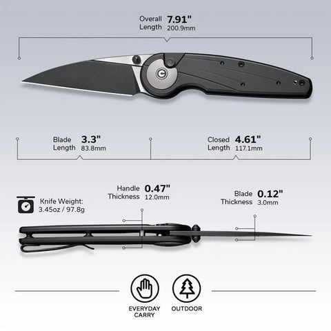 CIVIVI Starflare Thumstud & Button Lock Flipper Knife