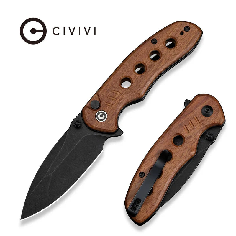 CIVIVI Triptych Guibourtia Wood Handle Stonewashed 14C28N Blade 2.97"