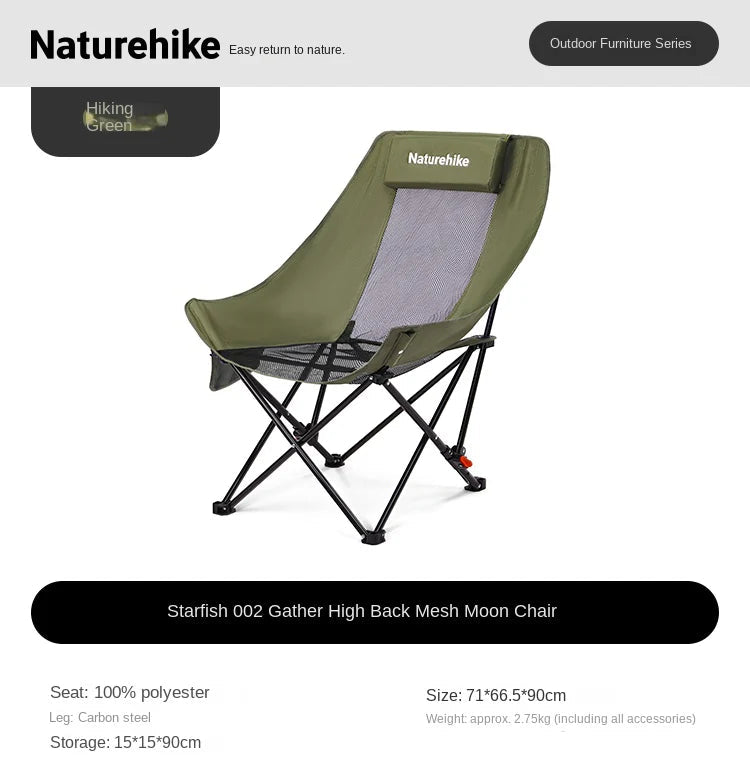 Naturehike Sea Star 002 Gathered High back Mesh Moon Chair
