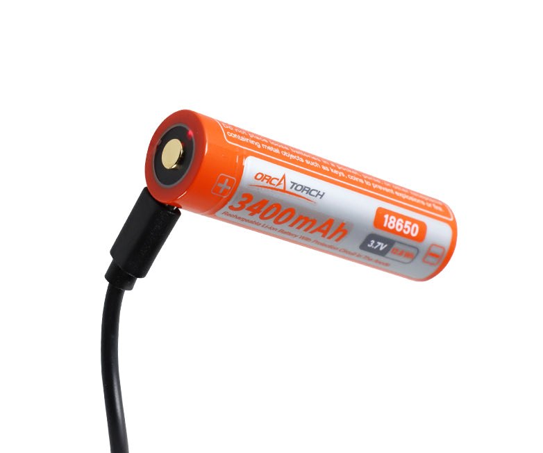 OrcaTorch 18650 USB-C Battery 3400mAh