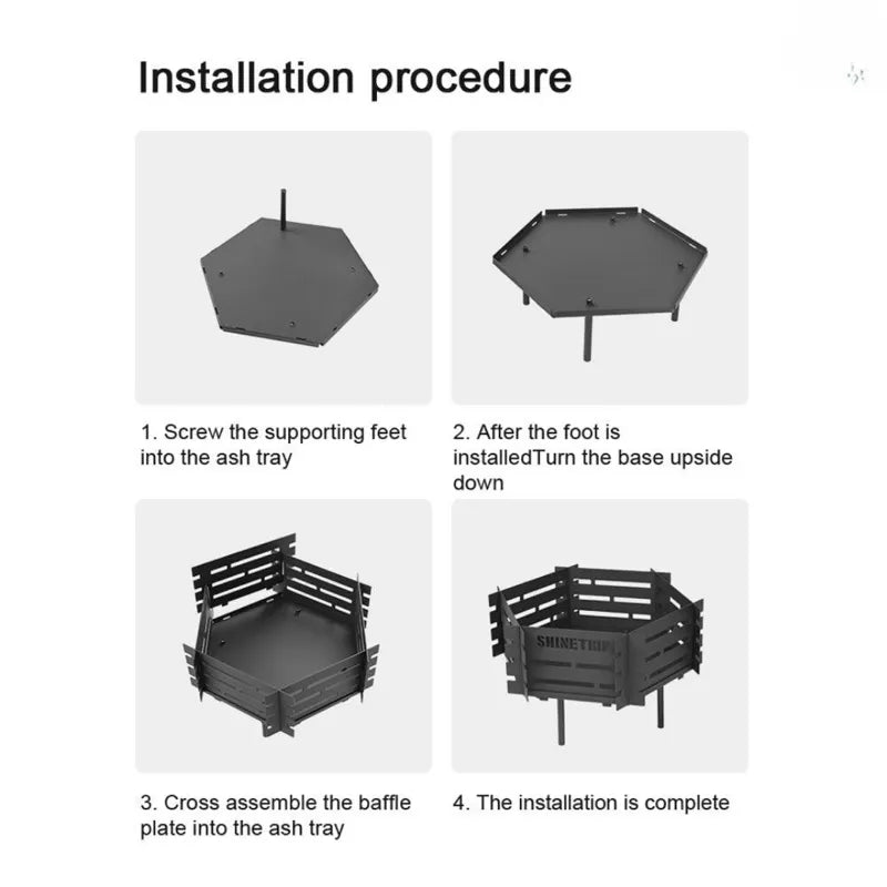 Shinetrip Brazier Firewood Steel Outdoor Rack BBQ Set w/ Grill