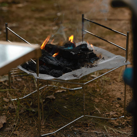 Campingmoon Portable Mesh Fire Pit with Cooking Grate