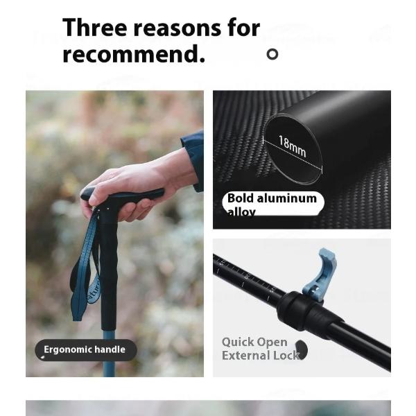 Naturehike Hoar Base Aluminum 3-Section T-Shaped Trekking Pole 64-125cm