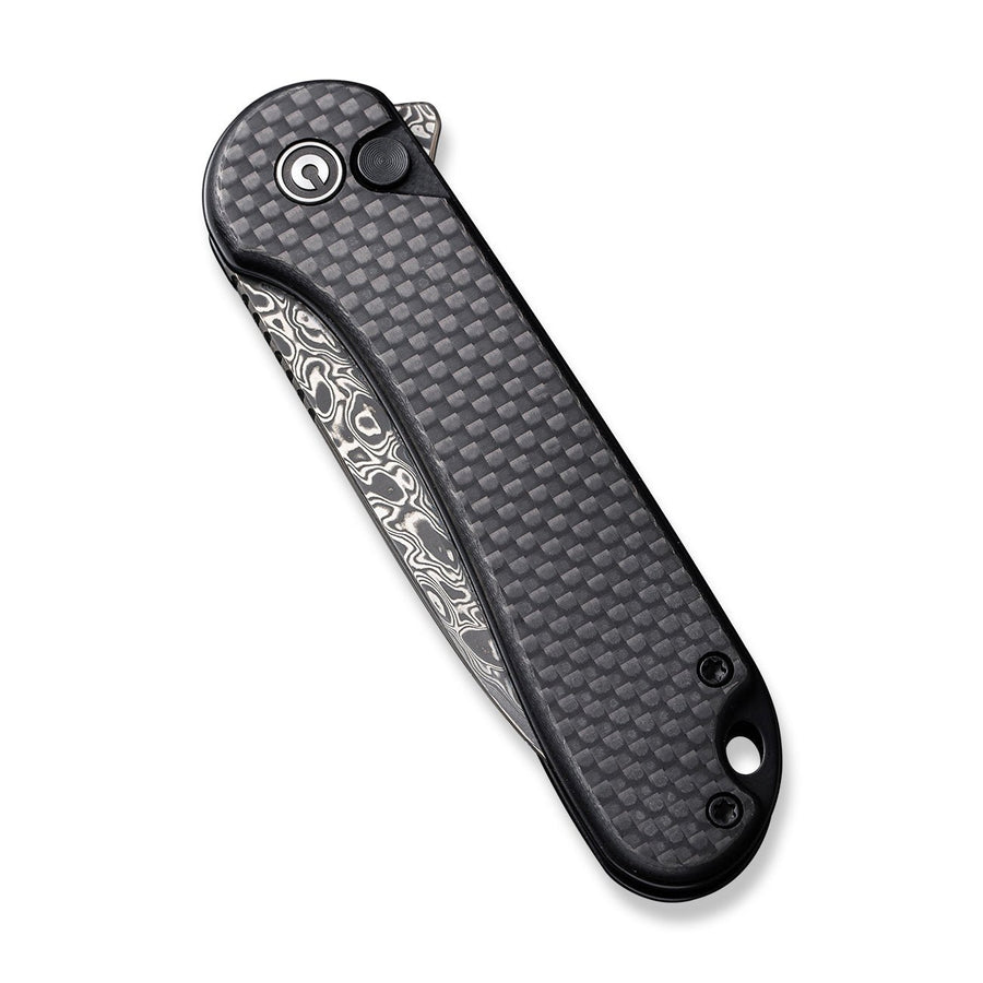 CIVIVI Button Lock Elementum II Pocket Knife Twill Carbon Fiber Overlay On Black G10 Handle