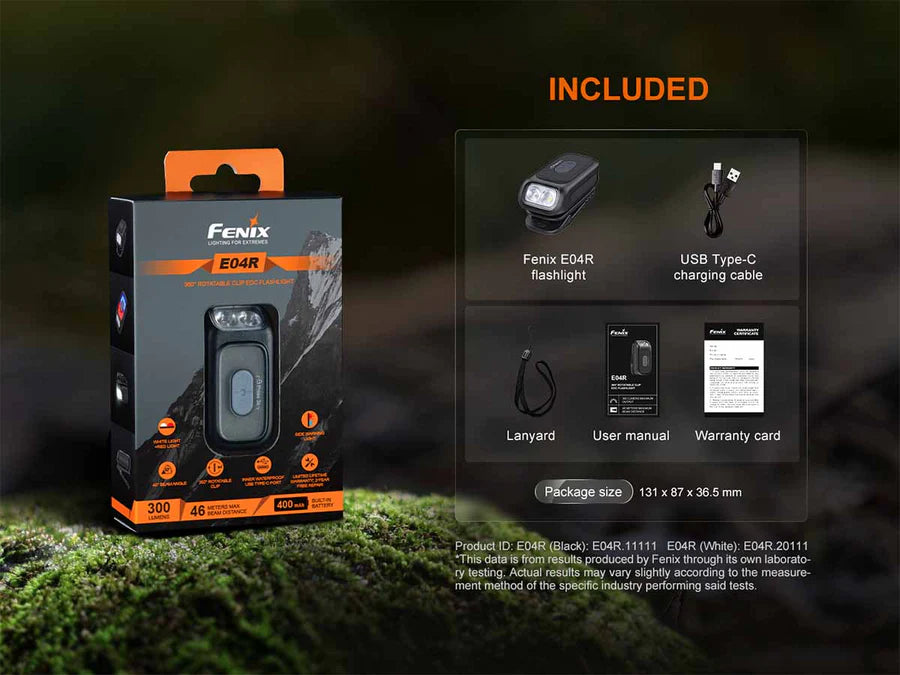 Fenix E04R Rotatble Clip EDC Flashlight 300 Lumens
