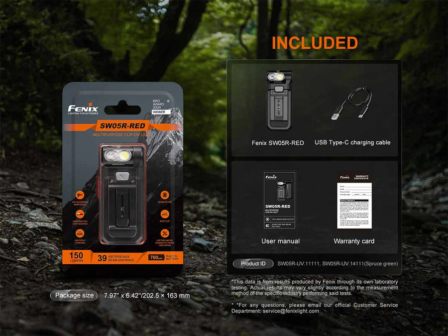 Fenix SW05R-RED Clip On Flashlight 150 Lumens