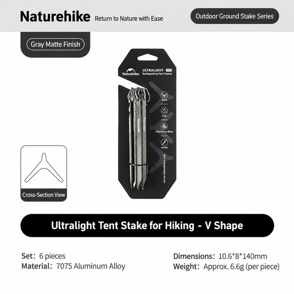 Naturehike Lightweight Aluminium Tent Pegs – 6 Pack