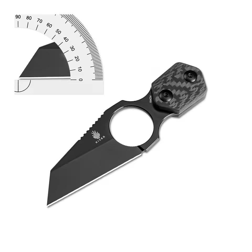 KIZER Variable Wharncliffe 154cm Blade Carbon Fiber Handle 4.79"
