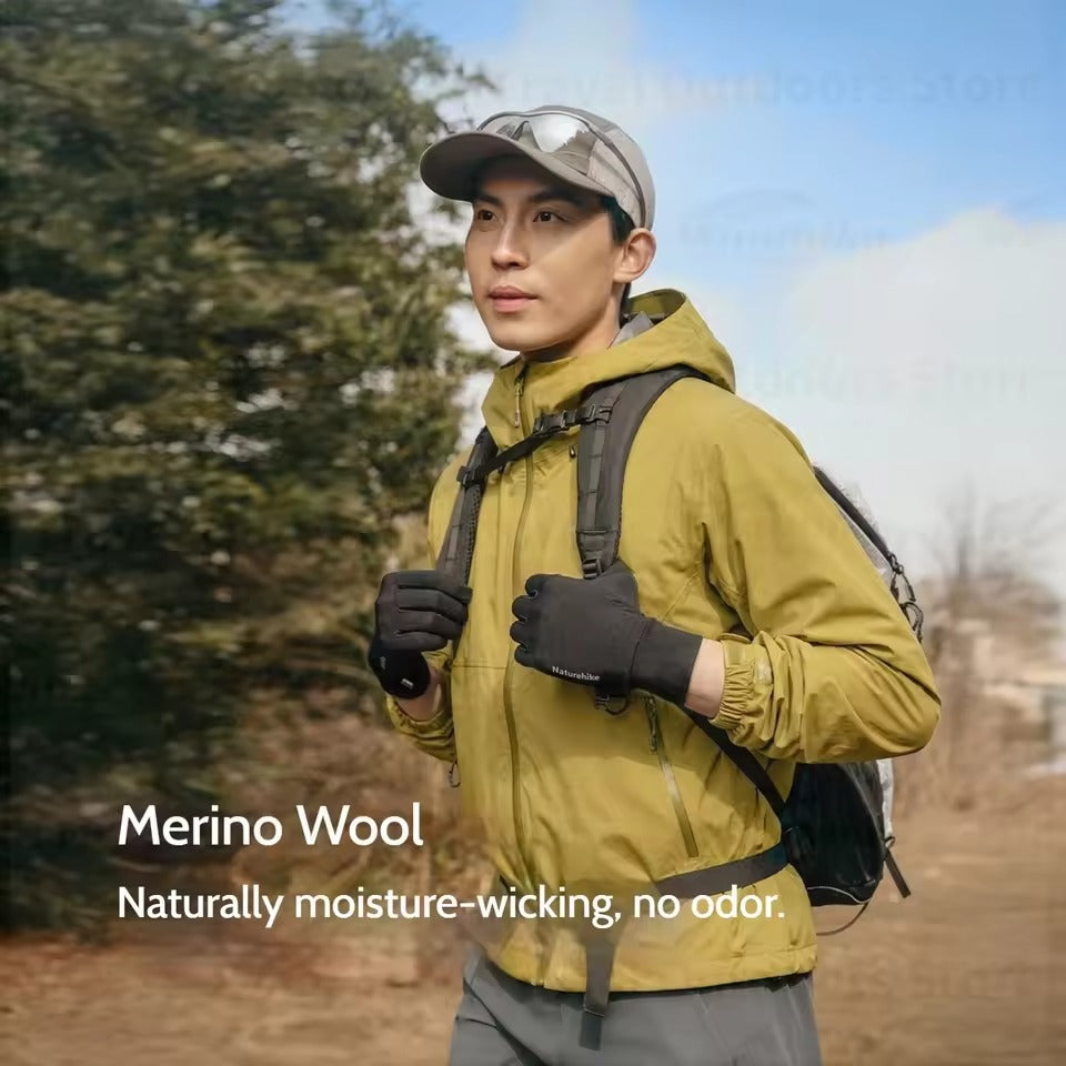 Naturehike Merino Wool Outdoor Gloves – Black