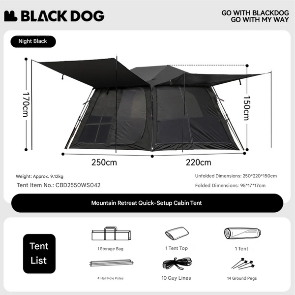 Blackdog Mount Holiday 5.5 Quick-Opening Cabin Tent