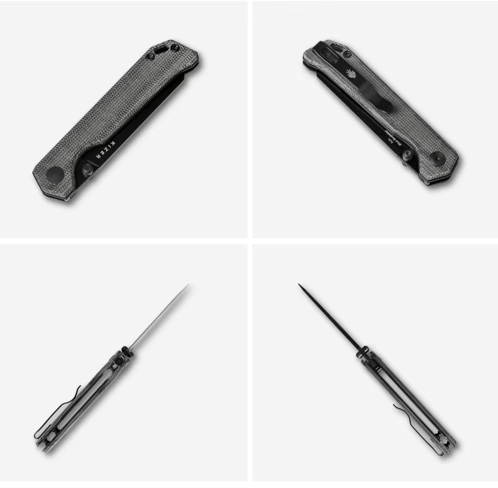 KIZER Begleiter Nitro-V Micarta Black/Steel Liner 2.9"