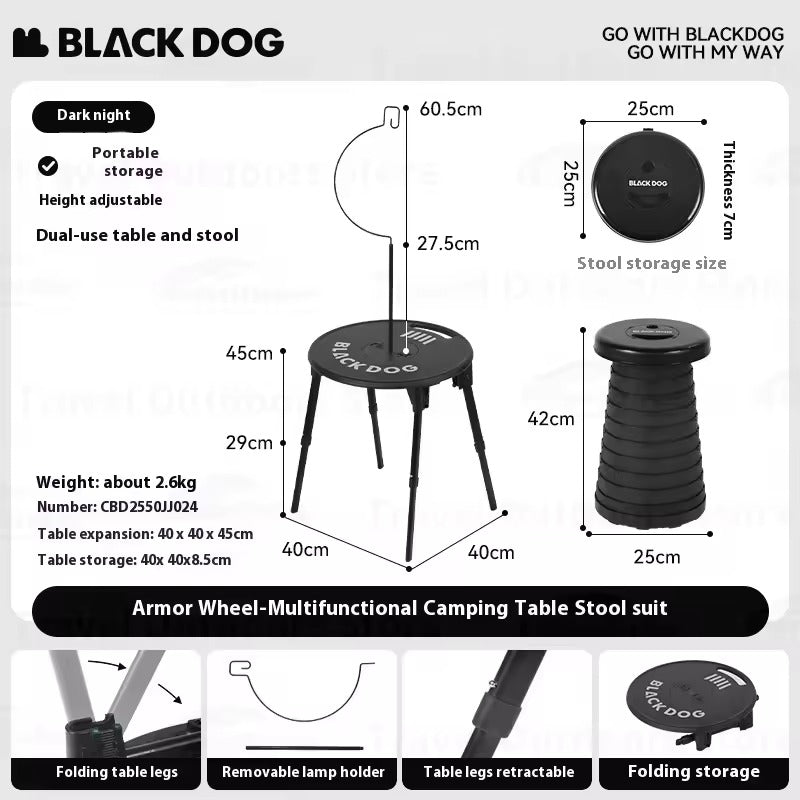 Blackdog Kai lun Camping Round Table and Stool Set
