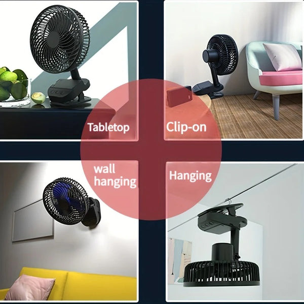 GL Extra 8 Inch Oscillating Clip Fan Black
